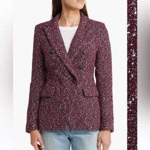 rag & bone Preston Double Breasted Wool Jacket Tweed Blazer burgundy size 4 NWT‎
